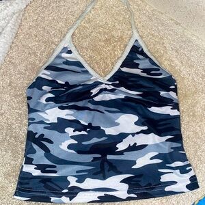 Blue camo crop top